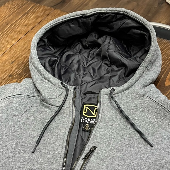 Noble Outfitters Mens 3XL hoodie Quilted Lined gray Heavy Duty YKK Zip - Picture 2 of 8